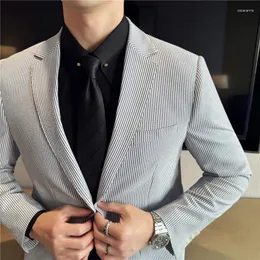 Men's Tanes Brand Pattern Pattern Blazers Moda Slim Casual Busine Dress Suites Jacket Social Party Coats Tops Men Roupas