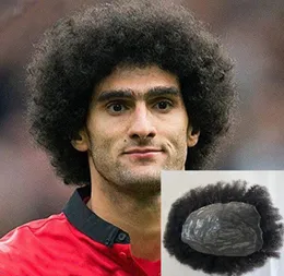 Полный PU Curly Men Toupee Afro Toupee для мужчин афро вьющиеся человеческие волосы.