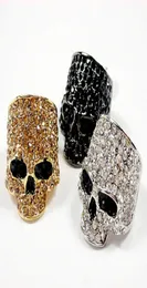 Brand Skull Rings for Men Rock Punk Unisex Crystal Blackgold Color Biker Ring Gioielli Maschio Fashion Cranio Whole8448955