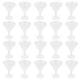 Tek kullanımlık fincan pipetler 20 adet Wineglass Tatlı Kupası Plastik Suyu Martini Kokteyl Goblet Coupe Gözlük İçme Meze