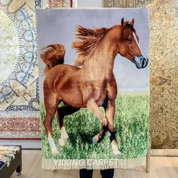 Dywany 91 cm x 122 cm konstrukcja konia Ręcznie wiązane dywaniki ręcznie robiony jedwabny dywan (TJ585A)