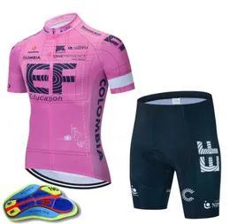 EF 교육 최초 팀 사이클링 짧은 슬리브 유니폼 19d 젤 패딩 반바지 세트 레이싱 자전거 Maillot Ciclismo MTB 자전거 옷 S4860778