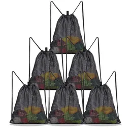 Home Storage Bags Reusable Shopping Bag Fruit Vegetables Grocery Shopper Tool Mesh Fabric Drawstring Sack Bolsas De Almacenamiento Para El Hogar Bolsa De La Compra