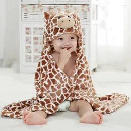 Blankets Cute Bear Shaped Baby Hooded Bathrobe Soft Infant Born Towel Giraffe Blanket Bath Cartoon Patter 100cm