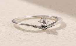 925 Sterling Silver Classic Wish Pierścień z przezroczystą CZ Fit Biżuterii Zęby miłośnicy ślubu Moda Ring5112841