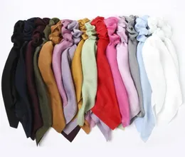 15pcsset New Women long Silk Satin Elastic Hair BandsポニーテールホルダーScrunchie Girls Headband Whole Hair Accessories12953707