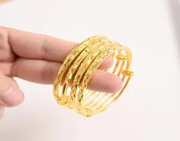 Dubai Fine Gold Bolernia żółta solidna bransoletka bransoletka Africa Biżuteria Prezent 1PC lub 4 szt. Elastyczność Otwarta Pushandpull Whole7299506