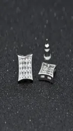 남성 패션 스퀘어 스터드 이어링 CZ Bling Micro Pave Cubic Zirconia Gold Silver Earring Punk Hiphop Jewelry2340050