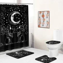 Shower Curtains Bohemian Moon Curtain Simple Bathroom Sets For American Style Countryside Bath Rug Mats Decor 180x180cm