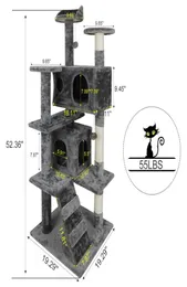 52quot Cat Tree Activity Tower Pet Kitty Furniture with Scratching Posts dders64313225667853