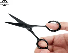 MOQ 100 PCS Anpassade logotyp Black Scissors för skägg mustasch whiskers getee och hårstrån rostfritt stål grooming tool7311465