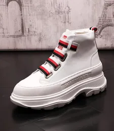 Designer Men White High Tops Shoes Martin boots Heighten Causal Flats Moccasins Luxury Punk Rock Roll Boyfriend Sneakers1138476