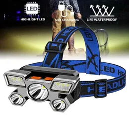 Lampa Lampa LED Flash Light Fivehead Reflektory mocne światło Super jasne ładowanie światła połowowe Longrange R Headmounted3967401