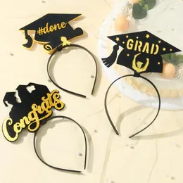Party Decoration 1Set 6pcs Grad Cap Headband Graduated Satin Sash 2024 Graduation Supplies Po Props Mini Bachelor Hat