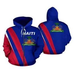 2022 Haiti Caribbean Sea 3D moletom de moletom de moletom de uniforme Homens Mulheres Capuzes College Tops Tops Outerwear Zipper Rouno de casaco WT018896177