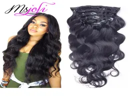 PERUUSIAN BODY WAVE 100G Virgin Human Hair Clip in Extension Full Head Natural Color 7pCslot 1228 pollici da MS Joli9291168