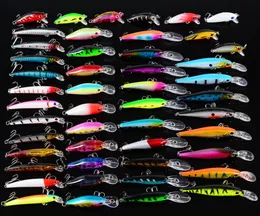 48pcs Bass Fishing Lures Kit Set Topwater Minnow Crankbait Pencil VIB Swimbait for Bass Pike for Saltwater and Freshwater1458607