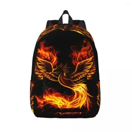 Backpack Fire Burning Phoenix Bird Male School Student Feminino Laptop de grande capacidade
