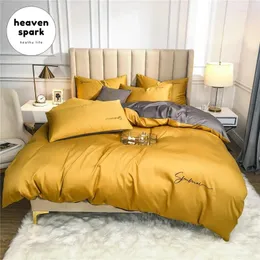 Bedding Sets Solid Satin Fundas Nordicas Set Bedsheets Cotton In King Size Bed Sheets And Pillowcases Sabanas Cama 150 4Pcs