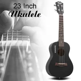 Kabel 23 Zoll Konzert Ukulele Holz Black Hawaiian 4 String Gitarre Mahagoni Wood Ukelele Musikinstrument für Kinder Weihnachtsgeschenke