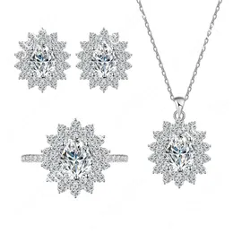 1.5ct owalny zestaw biżuterii diamentów moissanite dla kobiet z testowaniem certyfikat mody Sier Pierścień kolczyków Zestaw Naszyjnik