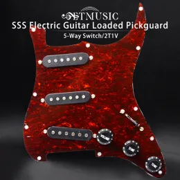 Kablar 3 Single Coil Multi Color PickGuard Electric Guitar PickGuard och Black SSS Loaded Prewired Scratch Plate Assembly