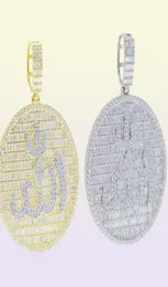 Duży okrągły wisiorek Allah z kubańskim naszyjnikiem łańcuchów tenisowych Chian dla kobiet mężczyźni biżuteria Hip Hop biżuterii Cała wysokiej jakości CZ biżuterii 238q1080995