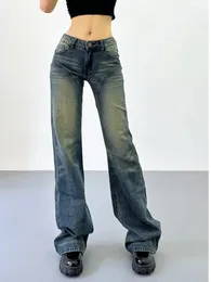 Jeans femminile tvvovvin 2024 bassa vita in stile americano svasato in difficoltà con i pantaloni per pavimenti dritti giunti 251x 251x