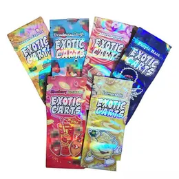 Exotic Carts Empty Ziplock Packaging Bags 20Flavors Plastic 1.0ml Tanks 510 Resealable 5X12cm Smell Proof Mylar Bag Wholesale