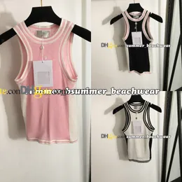 Summer Slim Knit Vest Women Stylish Breattable Sticked Vest Designer Rhinestone Logo Sticked Tank Topps Women Knits tee