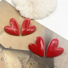 Orecchini per borchie Love Heart Heart Romantic Earring Red Enamel Sweet Brincos per i regali delle donne