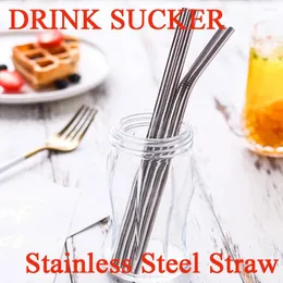 Drinking Straws Stainless Steel Straw Reusable Colorful Metal Sucker With Cleaner Brush Bar Party Accessory