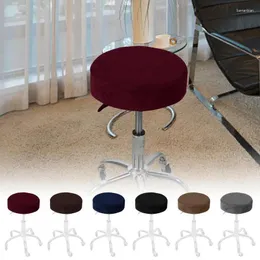 Chair Covers Bar Stool Velvet Slipcovers Round Elastic Stretchable Seat Cushion For Diameter 32-38cm