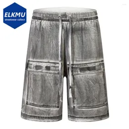 Shorts maschile cravatta sporca tintura vintage retrò gamba larga streetwear hip hop y2k 2024 estate