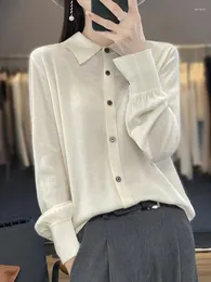 Camicette da donna camicia da donna pettinata in lana merino a maniche lunga stile comodo elegante indossabile in tutte le stagioni semplici moda di fascia alta