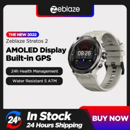 Watches Zeblaze Stratos 2 GPS Smartwatch AMOLED Display Health Monitor Water Resistant 5ATM Long Battery Life Sport GPS Watch for Men