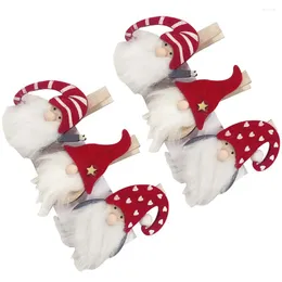 Frames 6pcs Christmas Cartoon Clips Wooden Santa Claus Faceless Pattern Po Mixed Style