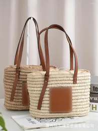 Duffel Bags Hand-made Straw Handbag Fashion One-shoulder Bag For Women Square Rattan All-match Shopping