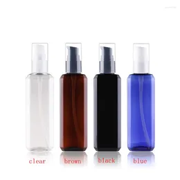 Storage Bottles 100ml Empty Lotion Cream Pump Plastic Square Black Bottle Travel Size Shower Gel Shampoo Facial Cleanser Cosmetic Packaging