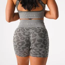 NVGTN Wild Thing Leopard sömlösa shorts spandex kvinnor fitness elastisk andningsbar höftlyftning fritidsport som kör 2206305832882