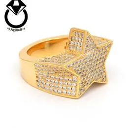 Moda mücevher hip hop buzlu vvs moissanite yıldız ring rock sterling gümüş 925 ring