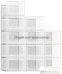 Caixas de armazenamento BINS SAPAÇÃO CLARA PLÁSTICA Organizador empilhável para armários Sapateiros dobráveis Recipientes Droga Drop Delivery Home Garden H8345569