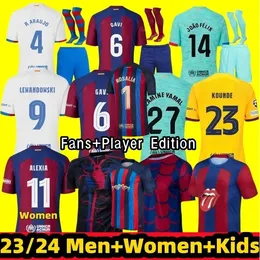 23 24 Lewandowski Soccer Jerseys Barcelonas Gavi Pedri Rolling Stone Rosalia Motomami Kit 2024 Foot Football Shirt Yamal Camisetas de Futbol Men Women Barca Kids