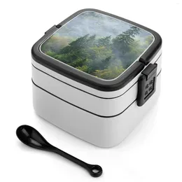 Dinnerware Mist On Valserine Forest Bento Box Leak-Proof Square Lunch With Compartment Scenic Trees Nature Ain Jura