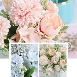 Dekoratif çiçekler pratik yapay sahte şakayık ipek ortanca buket dekor plastik karanfiller gerçekçi çiçek aranjmanları düğün d