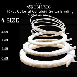 Guitarra 10pcs White Pearl Cellulóide Buscing Guitar Bindfling 1650 x 2/4/5/6/10 x 1,5 mm Peças de guitarra de celulóide