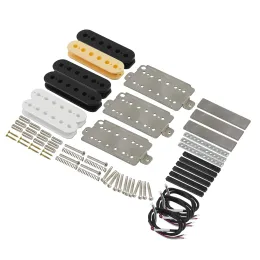 Cables FLEOR Alnico 2 Pickup Guitar Humbucker Parts DIY Kit Baseplate Spacer Bobbin Bar Magnet Set for Custom Tone