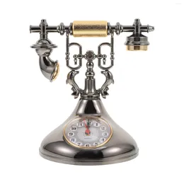 Dekorative Figuren Vintage Telefonuhr Retro Globe Geigens Großvater Schreibtisch Harzhandwerk Büro Tischdekoration