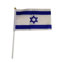 Israel Flagge 21x14 cm Polyester Handwellenflaggen Israel Country Banner mit Plastik -Fahnenmasten9147487