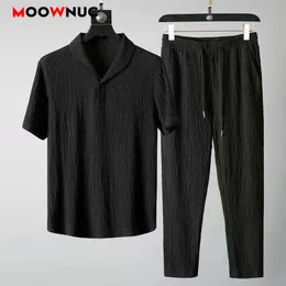 Summer Mens Disual Sets Thirts Pants Sportswear jogger male tracksuits sweatshirt hombre fit moownuc 240415